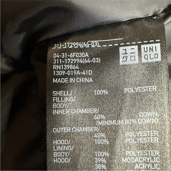 Uniqlo Down Filled Oversize Parka Coat Black Hooded Warm Winter Women’s Size 4 - Picture 7 of 15